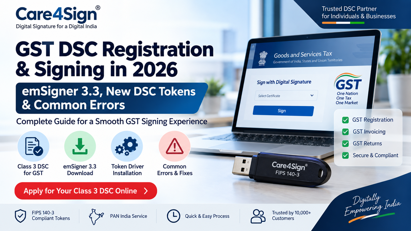 GST DSC Registration & Signing in 2026: emSigner 3.3, New DSC Tokens & Common Errors