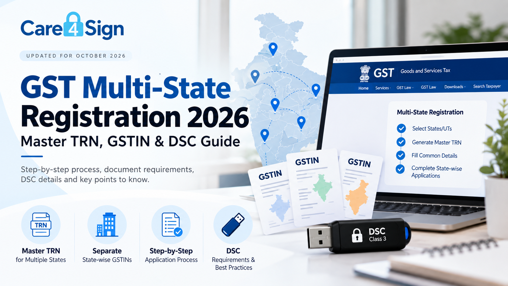GST Multi-State Registration 2026: Master TRN, GSTIN & DSC Guide